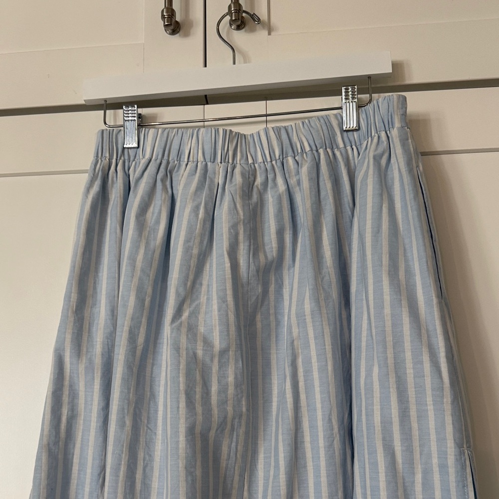 Sky Blue Striped A-Line Skirt - Picture 3 of 6